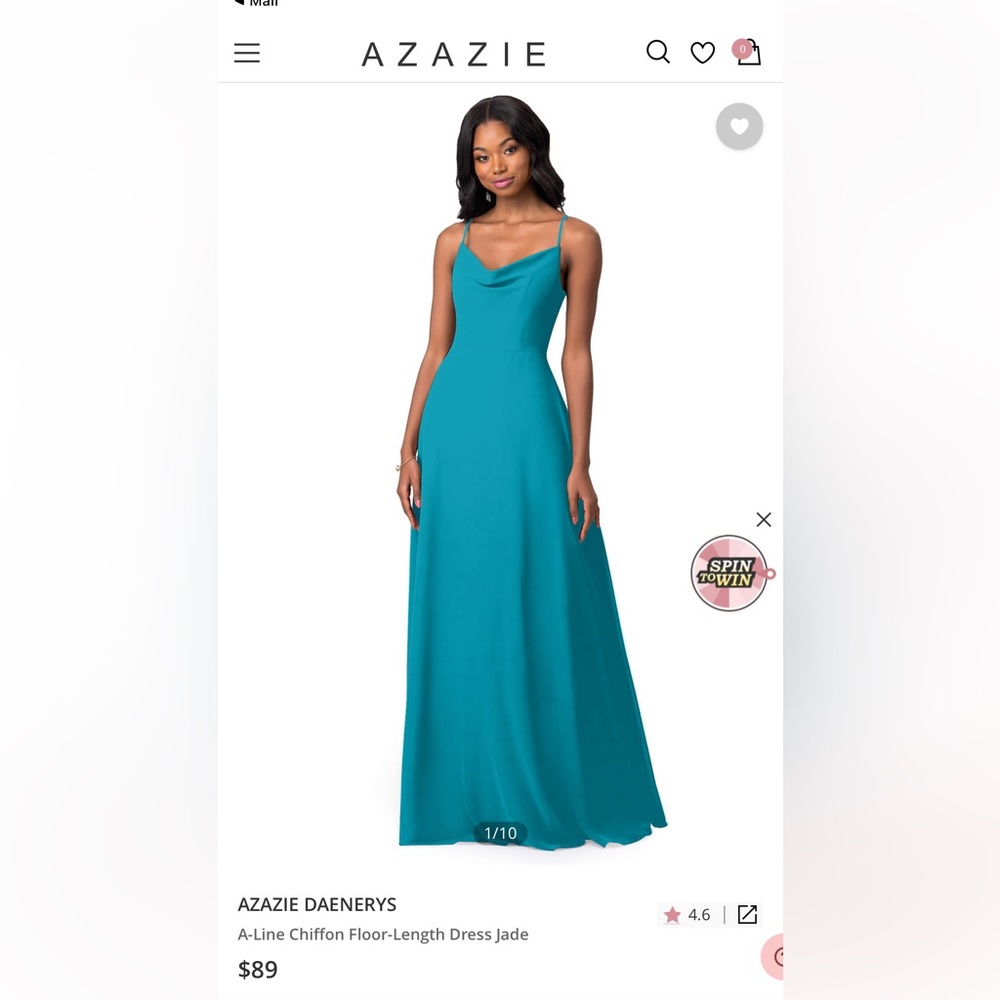 AZAZIE DAENERYS
A-Line Chiffon Floor-Length Dress Jade, size A12